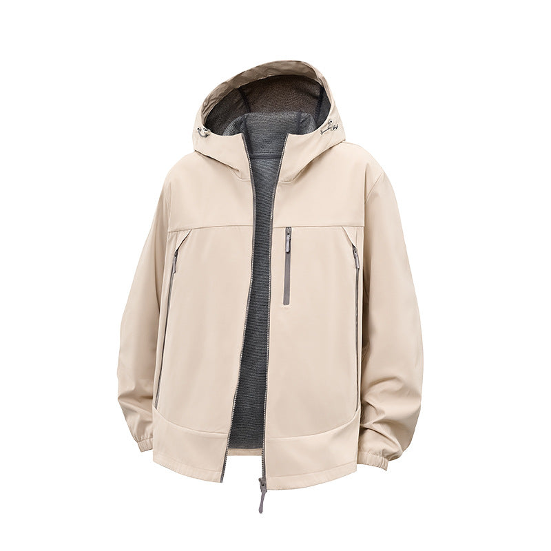Men's Technical Softshell Hybrid Jacket with Fleece Lining and Adjustable Hood Mune Fashion