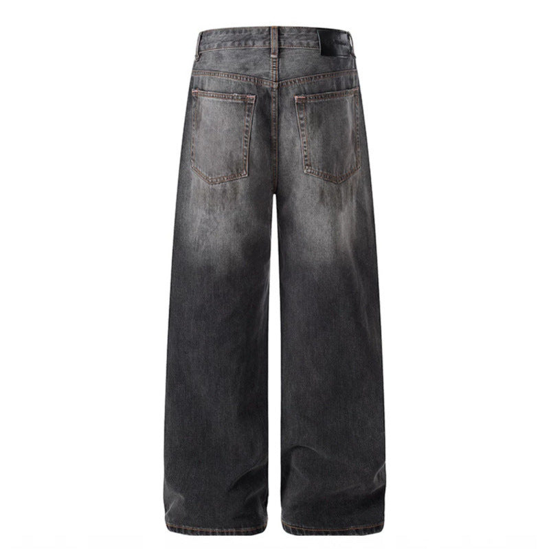 Women High-Cut Loose Distressed Denim Culotte Jeans with Paint-Splatter and Used Effect Mune Fashion
