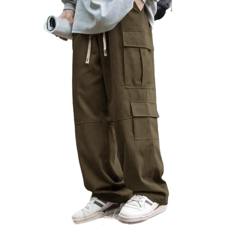 Men's casually cut multiple pockets cargo pants with wide leg and prominent knee darts Mune Fashion