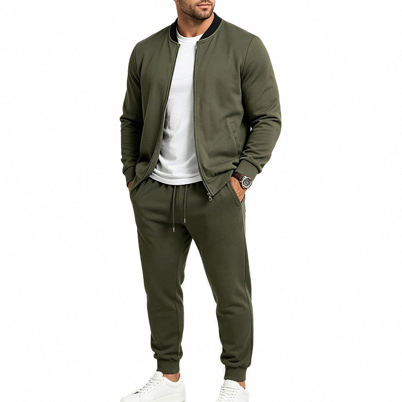 Men's Nan Sportives Two-Piece Jogging Suit Set with Bomber Jacket and Tapered Jogging Pants Mune Fashion