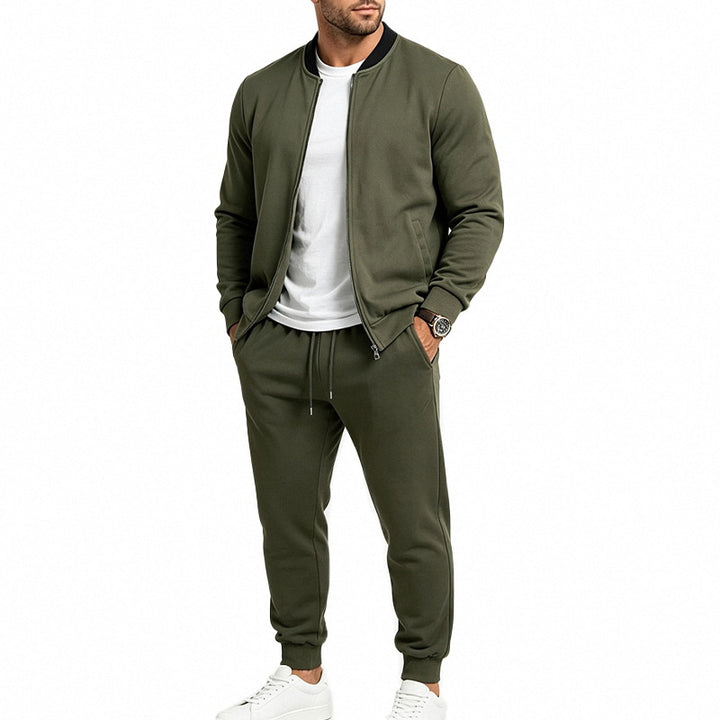 Men's Nan Sportives Two-Piece Jogging Suit Set with Bomber Jacket and Tapered Jogging Pants Mune Fashion