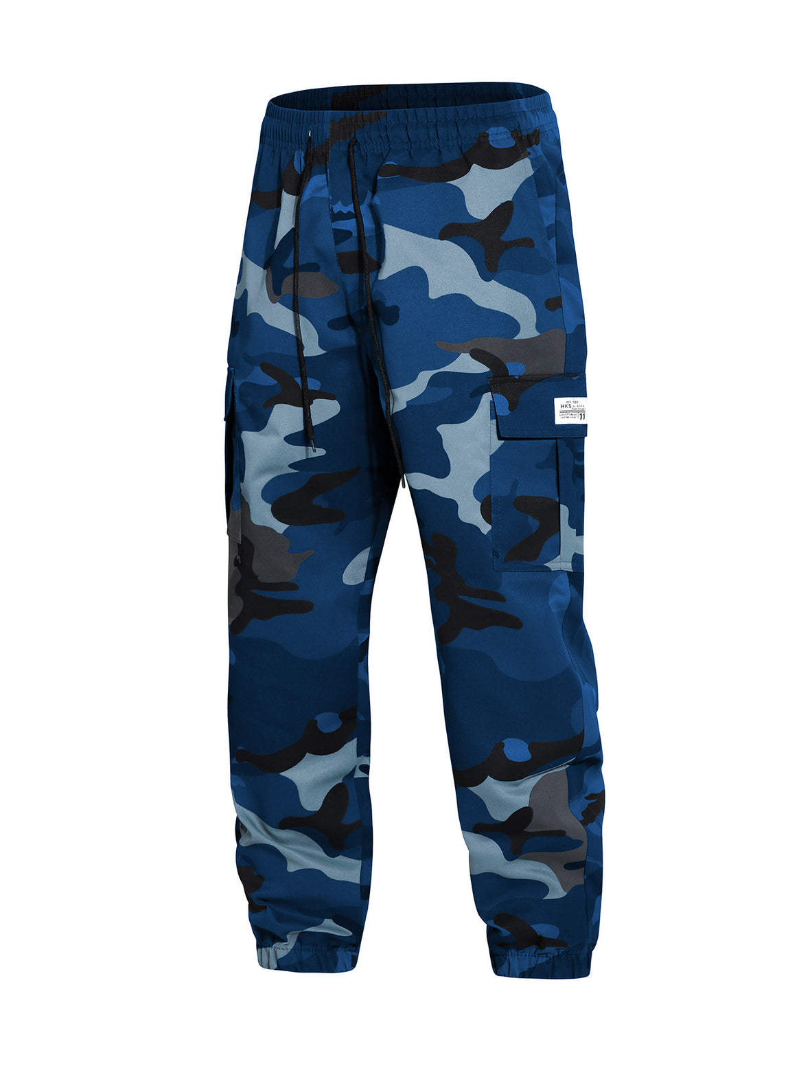 Men's cargo pants in jogger style with camouflage, drawstring waistband & elastic ankle cuffs Mune Fashion