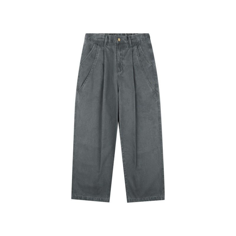 Women's High-Waisted Culotte Pants with Wide Leg, Pleats and Soft Denim Feel Mune Fashion