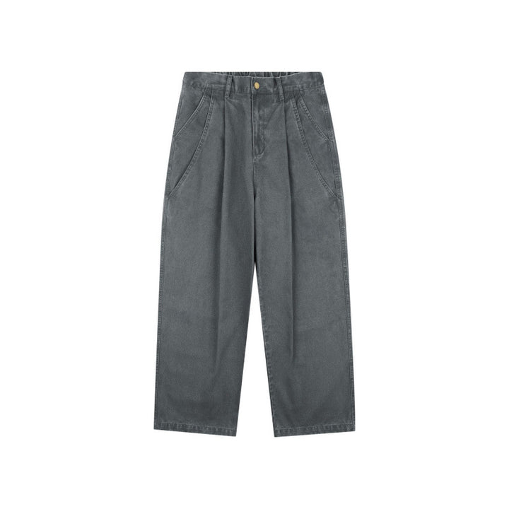 Women's High-Waisted Culotte Pants with Wide Leg, Pleats and Soft Denim Feel Mune Fashion