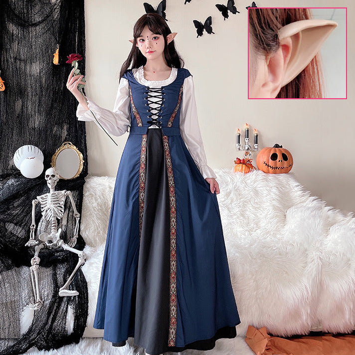 Ladies Enchanting Costume Dress with Elegant Lacing and Romantic Details Mune Fashion