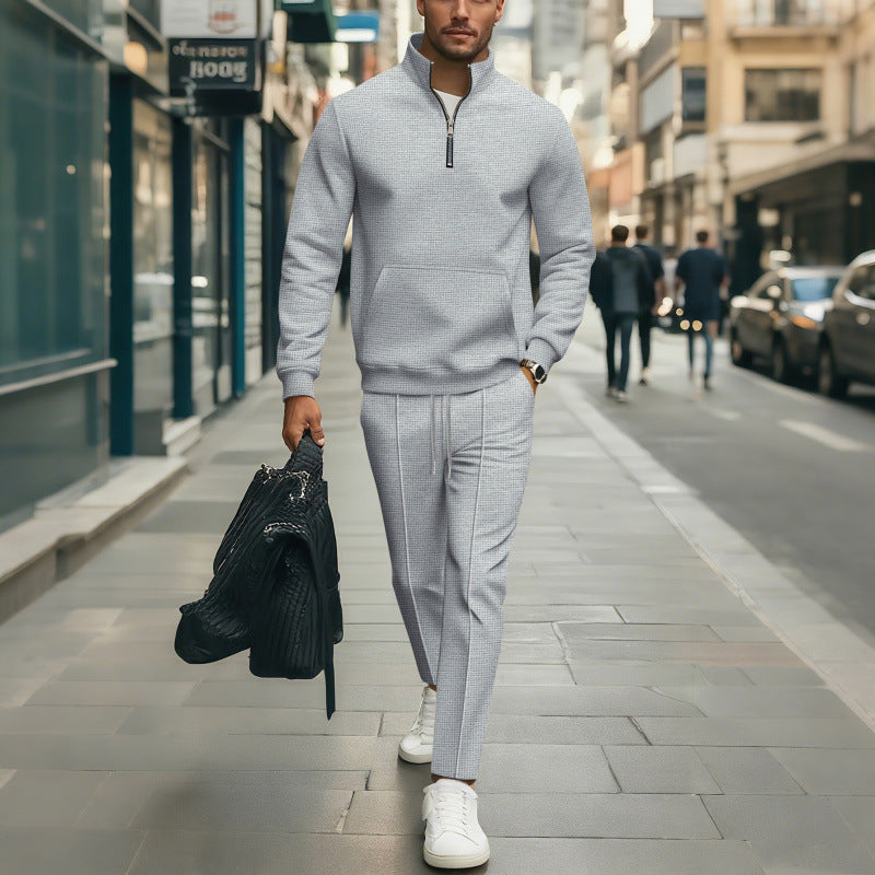 Men's High Quality Stand Collar Sweater with Zipper Mune Fashion