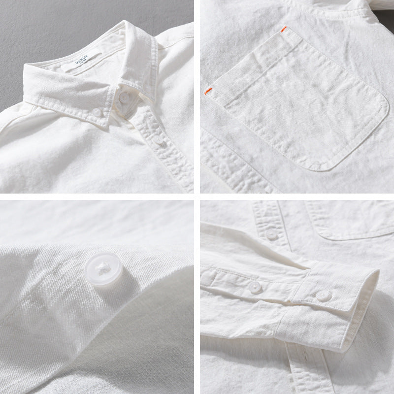 Men's Lightweight Cotton Overshirt in Shirt Jacket Style with Chest Pocket and Button-Down Collar Mune Fashion