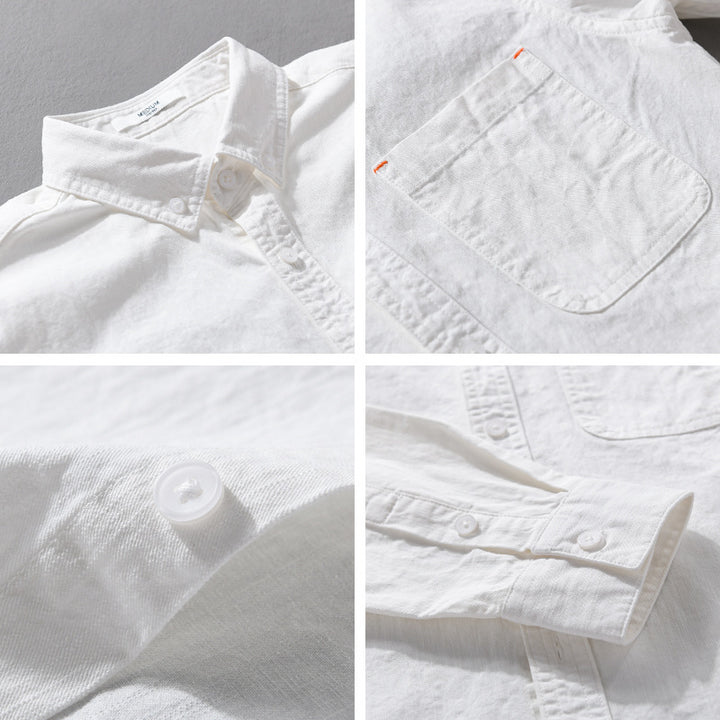 Men's Lightweight Cotton Overshirt in Shirt Jacket Style with Chest Pocket and Button-Down Collar Mune Fashion