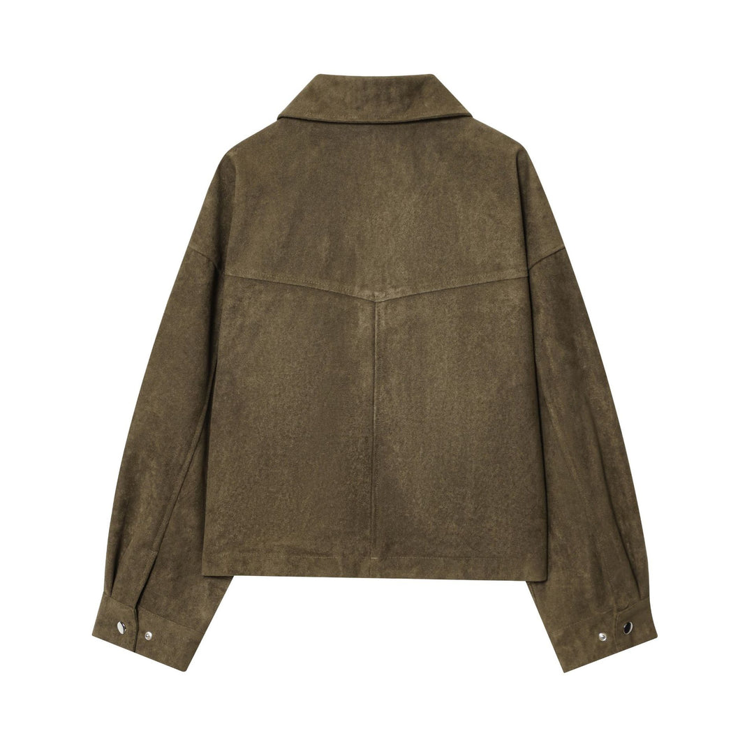 Women's short jacket in field style made of suede look with XXL pockets Mune Fashion