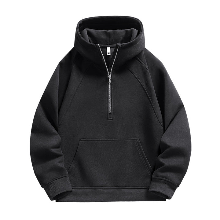 Unisex Half-zip Hoodie with High Collar, Kangaroo Pocket & Ribbed Cuffs Mune Fashion