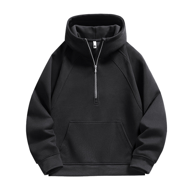 Unisex Half-zip Hoodie with High Collar, Kangaroo Pocket & Ribbed Cuffs Mune Fashion