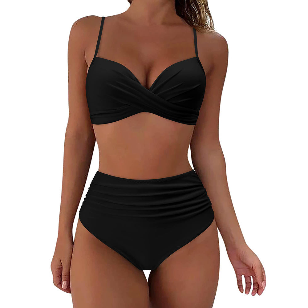 Women's High-Waisted Bikini Set with Ruffles Mune Fashion