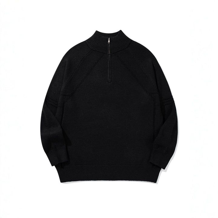 Unisex Halfzip Knit Sweater with High Ribbed Collar and Raglan Sleeves Mune Fashion