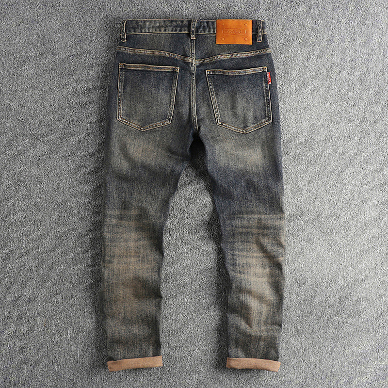 Men's Slim-Fit Jeans with Casual Used-Look Mune Fashion