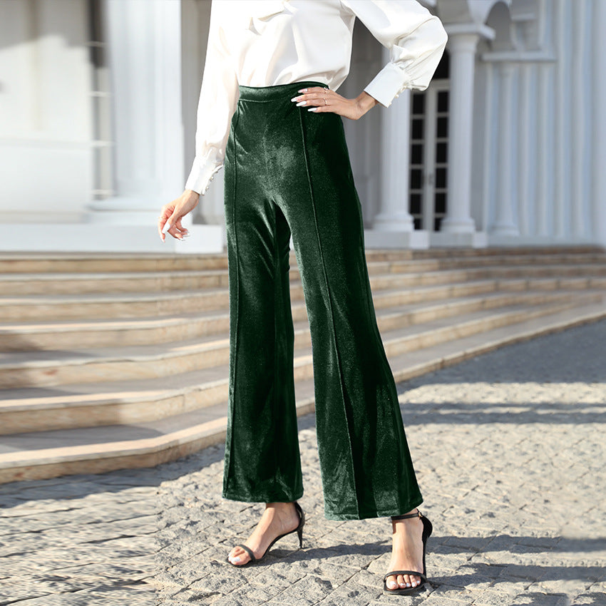 Women's High-Waist Velvet Wide-Leg Tailored Trousers Mune Fashion