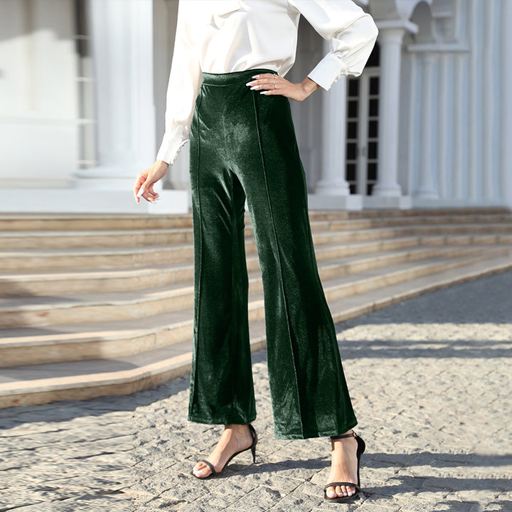 Women's High-Waist Velvet Wide-Leg Tailored Trousers Mune Fashion