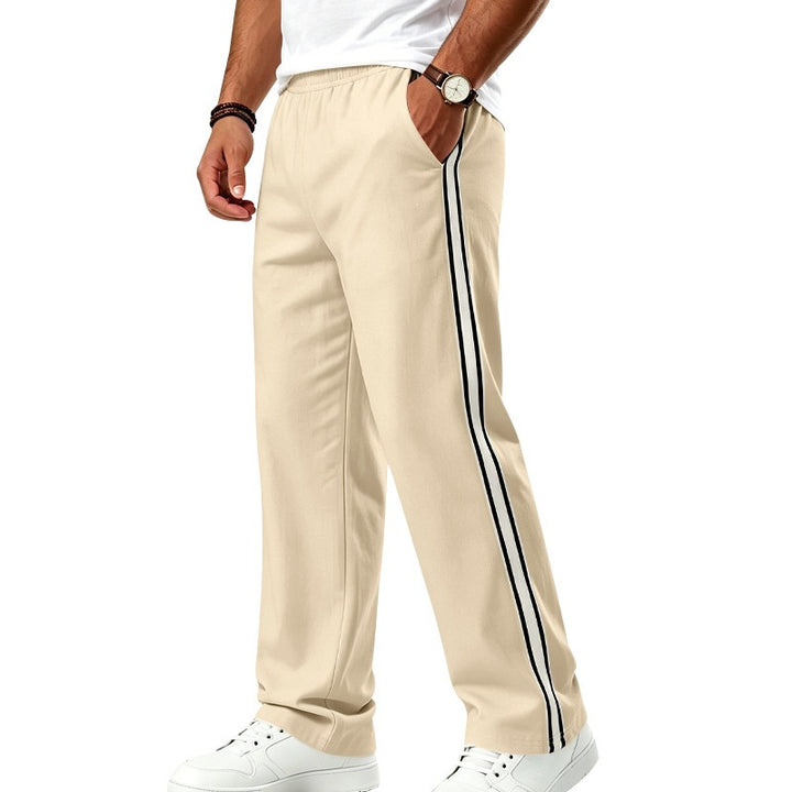 Men's Relaxed Track Pants with Side Double Stripe and Elastic Waist Mune Fashion
