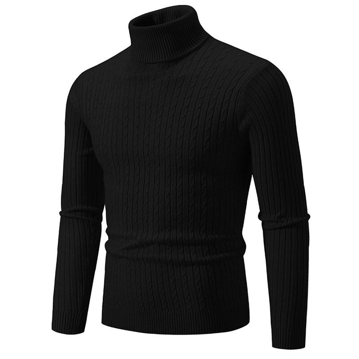 Men's turtleneck sweater with cable knit and slim fit Mune Fashion