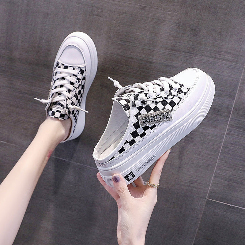 Women Comfortable Sneakers with Fashionable Checkerboard Pattern Mune Fashion