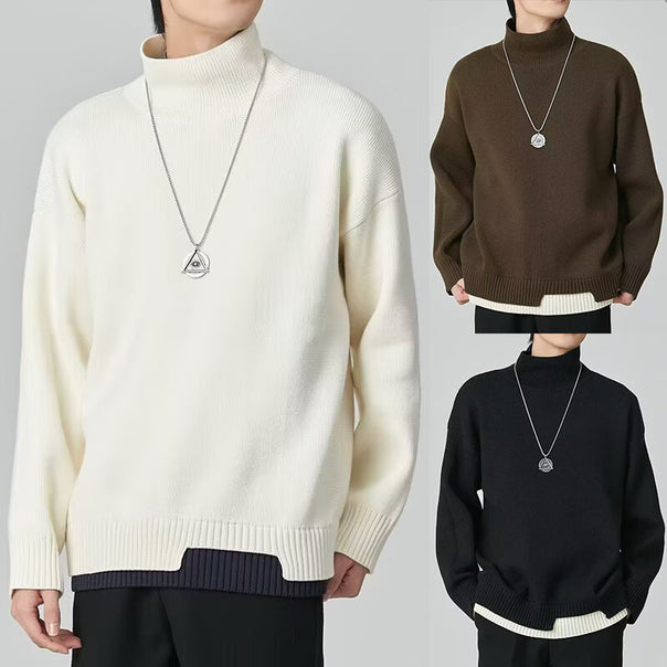 Men's Fashionable Turtleneck Sweater in Chunky Knit Mune Fashion