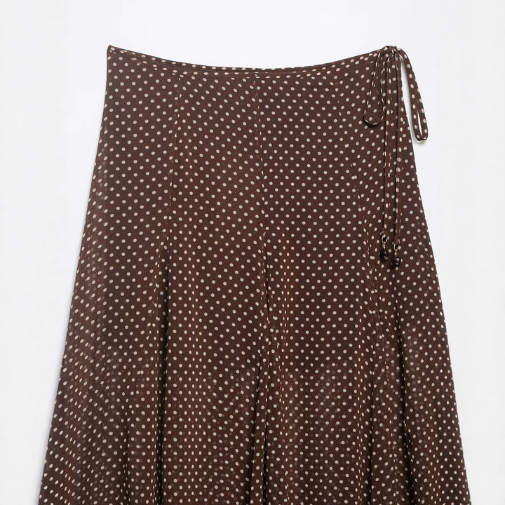 Women's Wrap Midi Skirt made of Chiffon with Polka Dot Pattern Mune Fashion