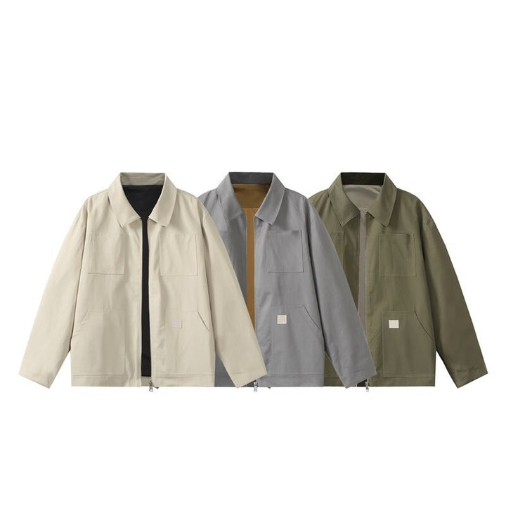 Men's utility worker jacket with a full-length zipper, patch pockets, and straight cut Mune Fashion