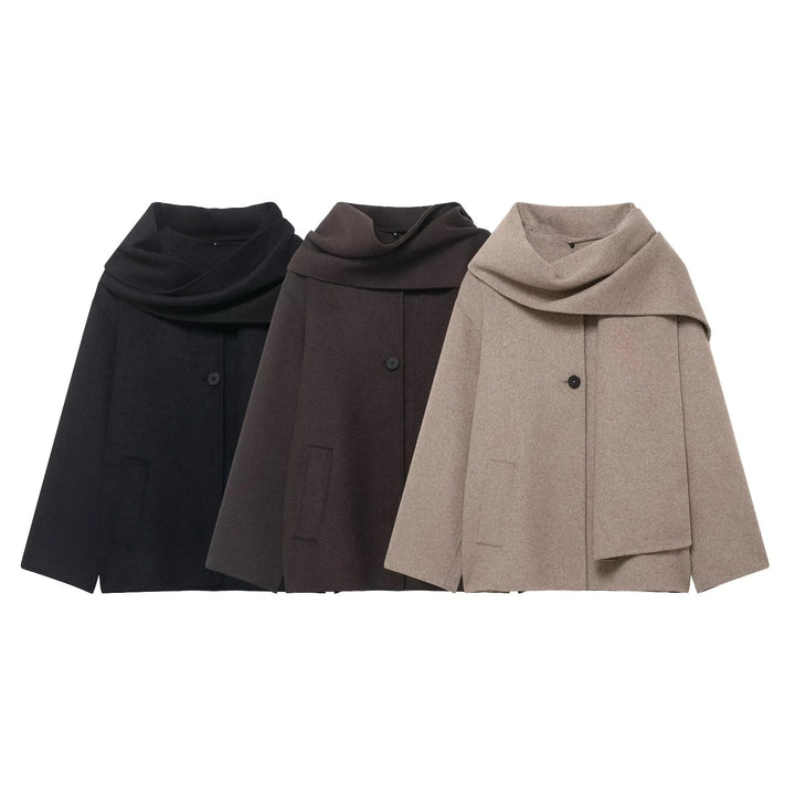 Women nan oversized wool coat with voluminous shawl collar and concealed button placket Mune Fashion