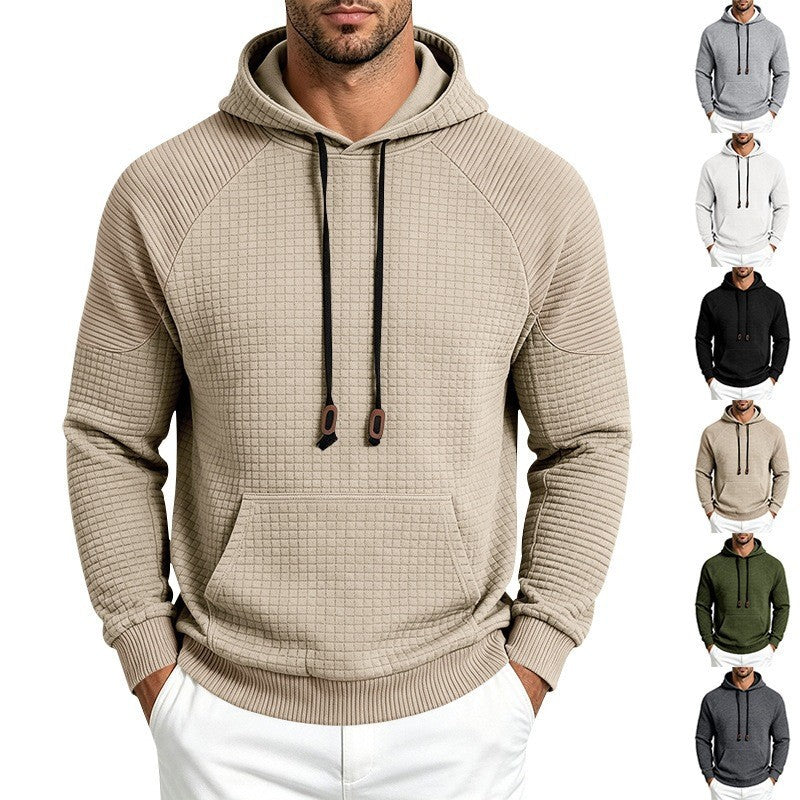 Men's Thermal Waffle Hoodie with Raglan Sleeves and Kangaroo Pocket Mune Fashion