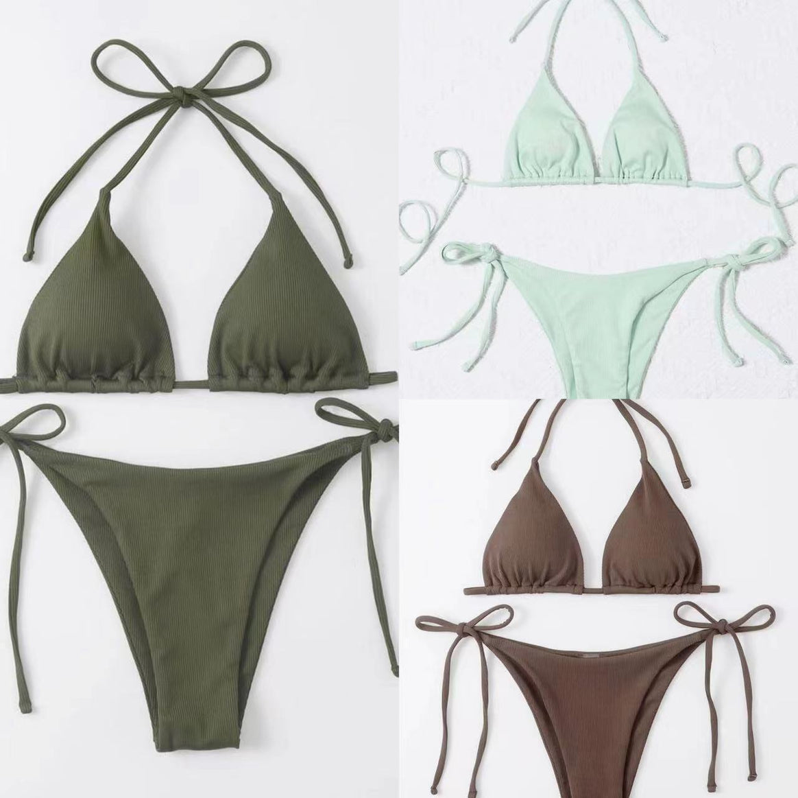 Women's triangle bikini with adjustable straps and playful ties Mune Fashion