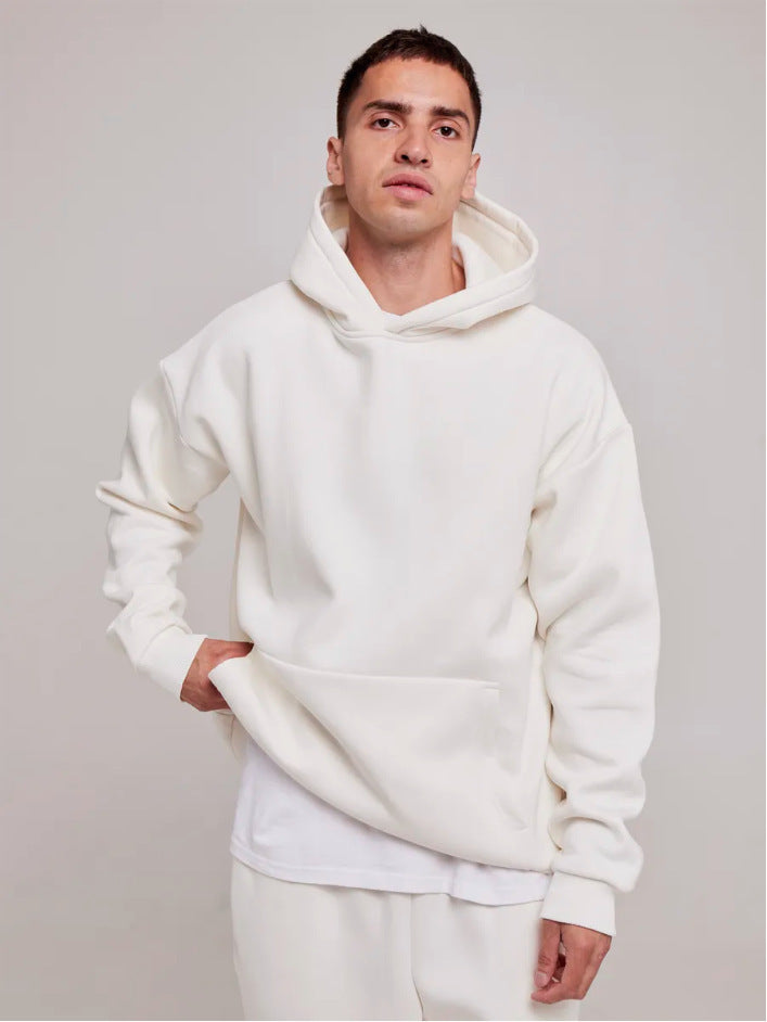 Men's heavy fleece boxy hoodie with deep shoulder drop reinforced hood and kangaroo pocket Mune Fashion