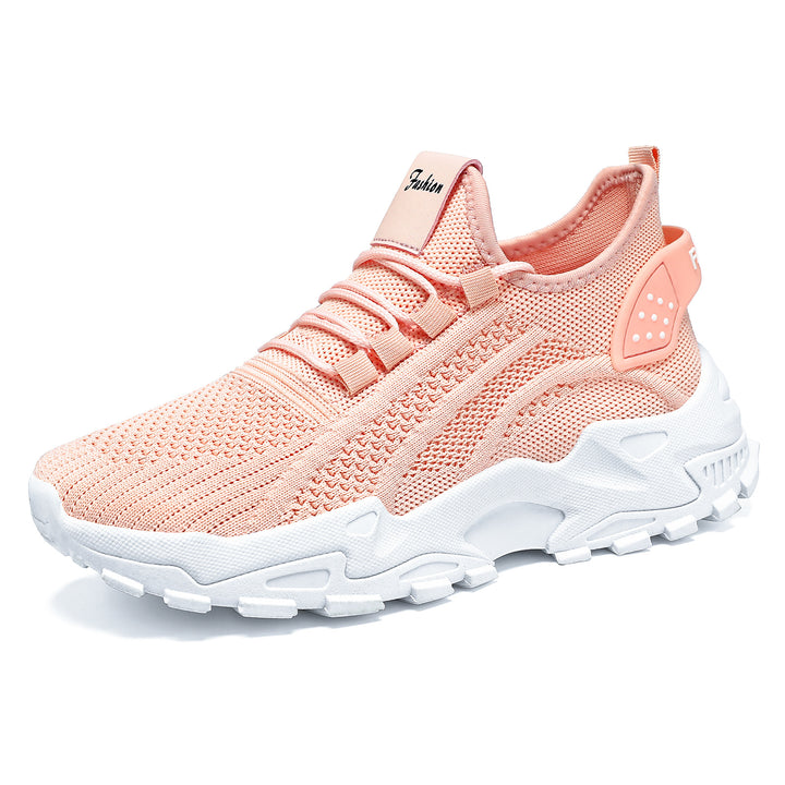 Unisex nan breathable knitted sneakers with thick profile sole and elastic slip-on Mune Fashion