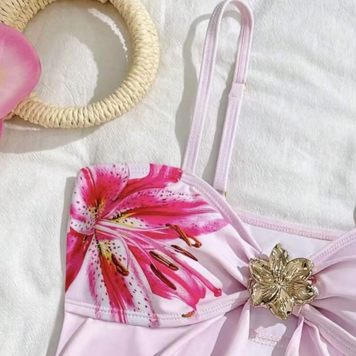 Women's bikini set with floral wrap detail and elegant flower applique Mune Fashion