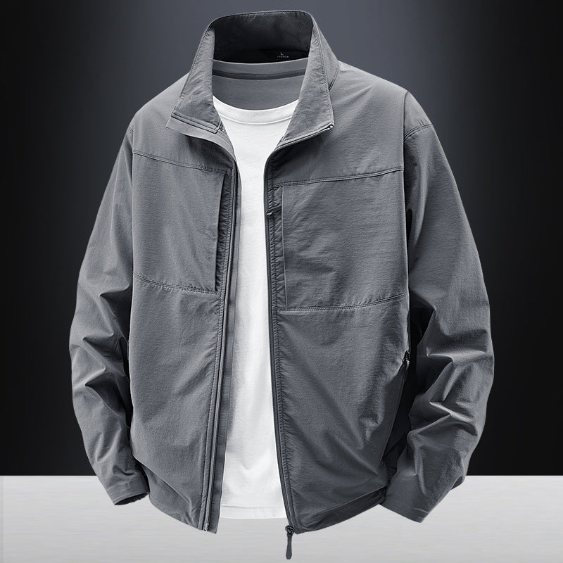 Men's lightweight urban windbreaker with standing collar, water-repellent fabric blend and concealed zippers Mune Fashion