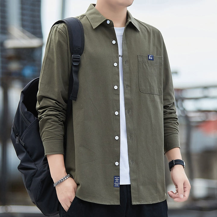 Men's Cotton Overshirt in Casual Look with Chest Pocket & Shirt Collar Mune Fashion