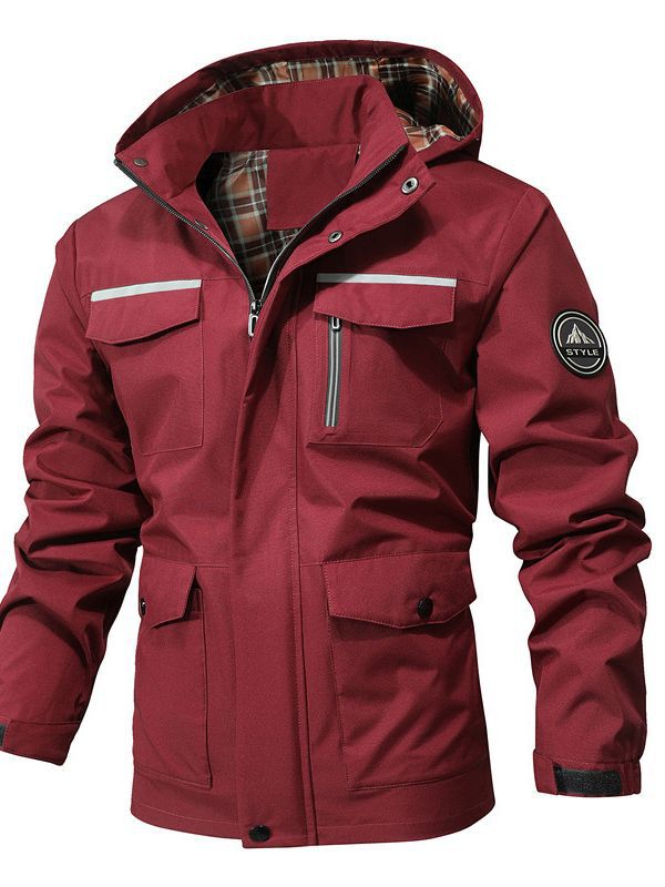Men Water-repellent Softshell Parka with Hood, Reflective Inserts and Multifunction Pockets Mune Fashion
