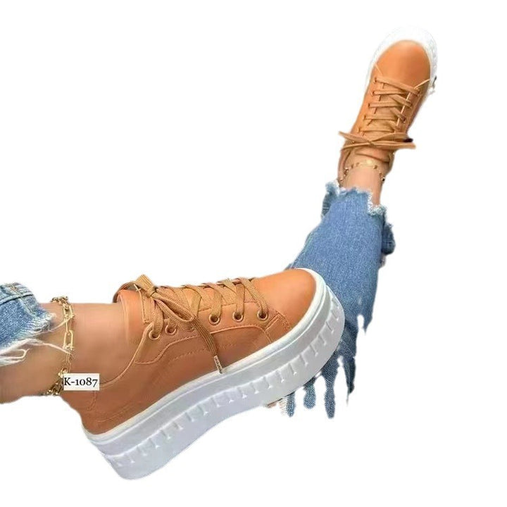 Women’s Fashion Platform Sneakers with Smooth Upper Material, Side Zipper and Distinctive Tread Sole Mune Fashion