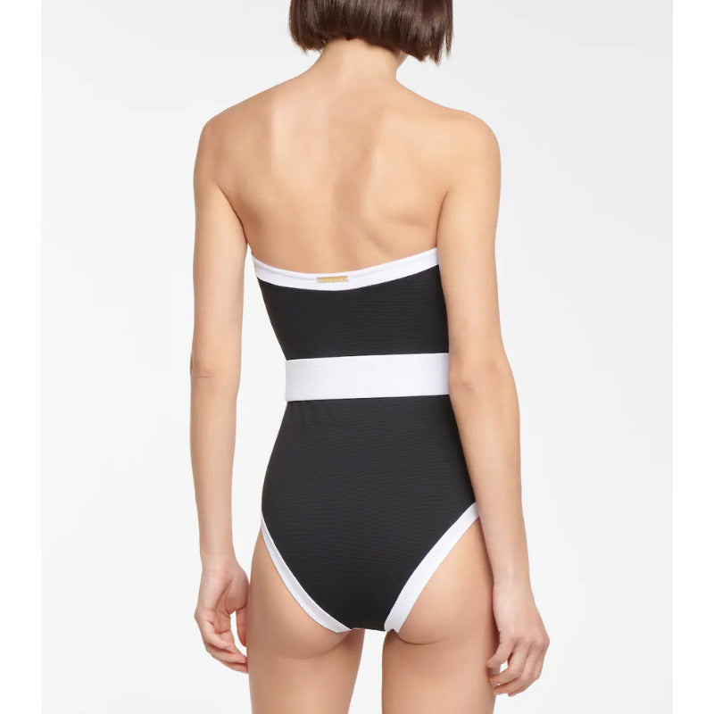 Ladies bandeau swimsuit with fashionable belt Mune Fashion