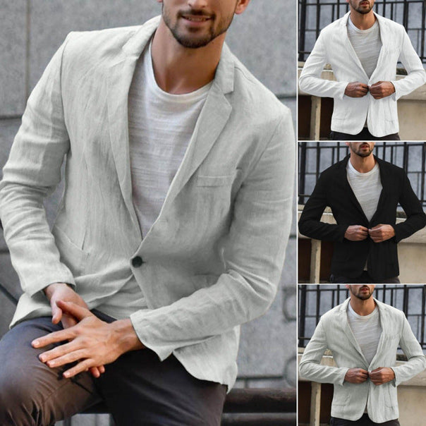Men's elegant linen blazer with modern cut and pockets Mune Fashion