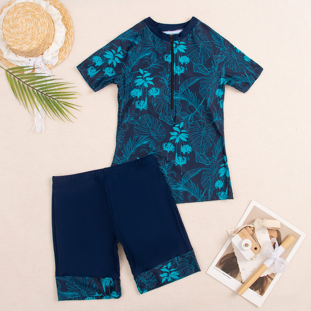 Ladies sporty two-piece swimsuit with modern floral design Mune Fashion
