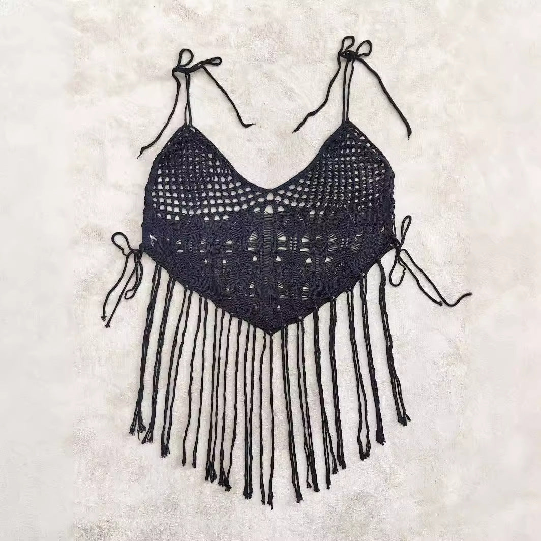 Women's crochet bikini top with frayed details Mune Fashion