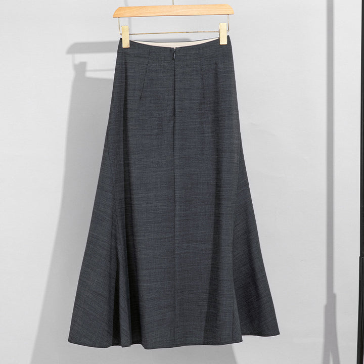 Women's Flowing Maxi Skirt with High Waist, A-Line and Elegant Fall Mune Fashion