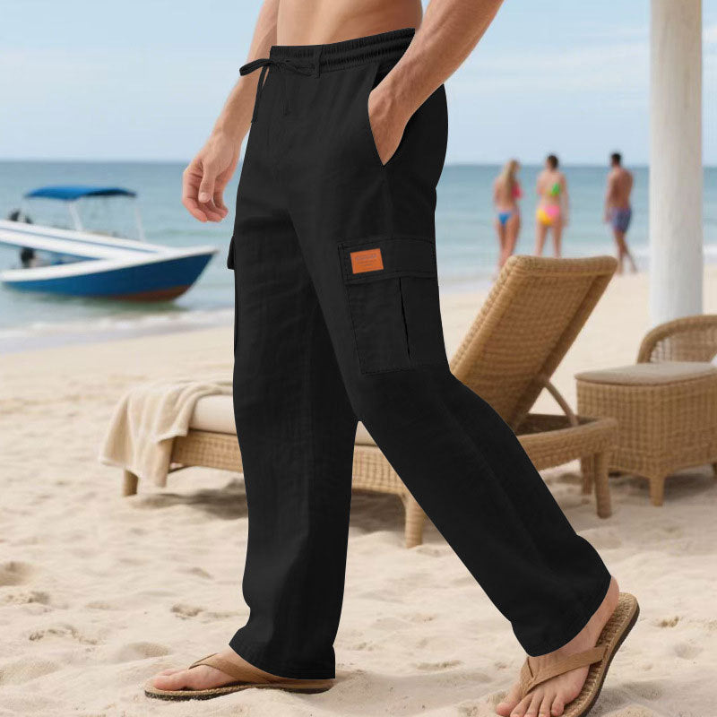 Men's nan maritime beach cargo pants in relaxed fit with elastic drawstring waistband Mune Fashion