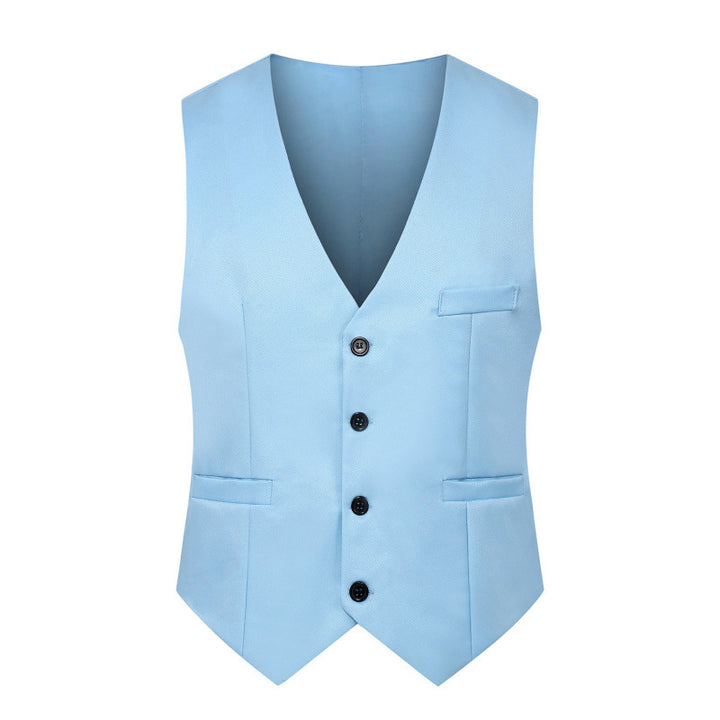 Men's Tailored Satin-Lined Suit Vest with Distinctive V-Neck and Flap Pockets Mune Fashion