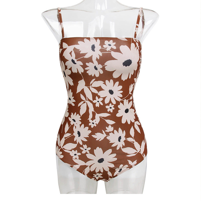 Women's one-piece swimsuit with floral design and adjustable straps Mune Fashion