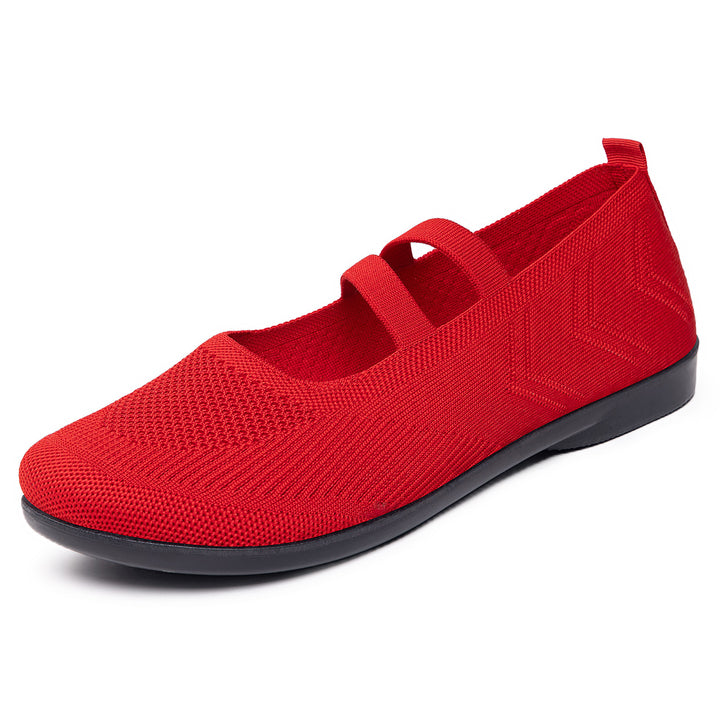 Women’s knitted comfort Mary Jane with double elastic strap and cushioning lightweight sole Mune Fashion