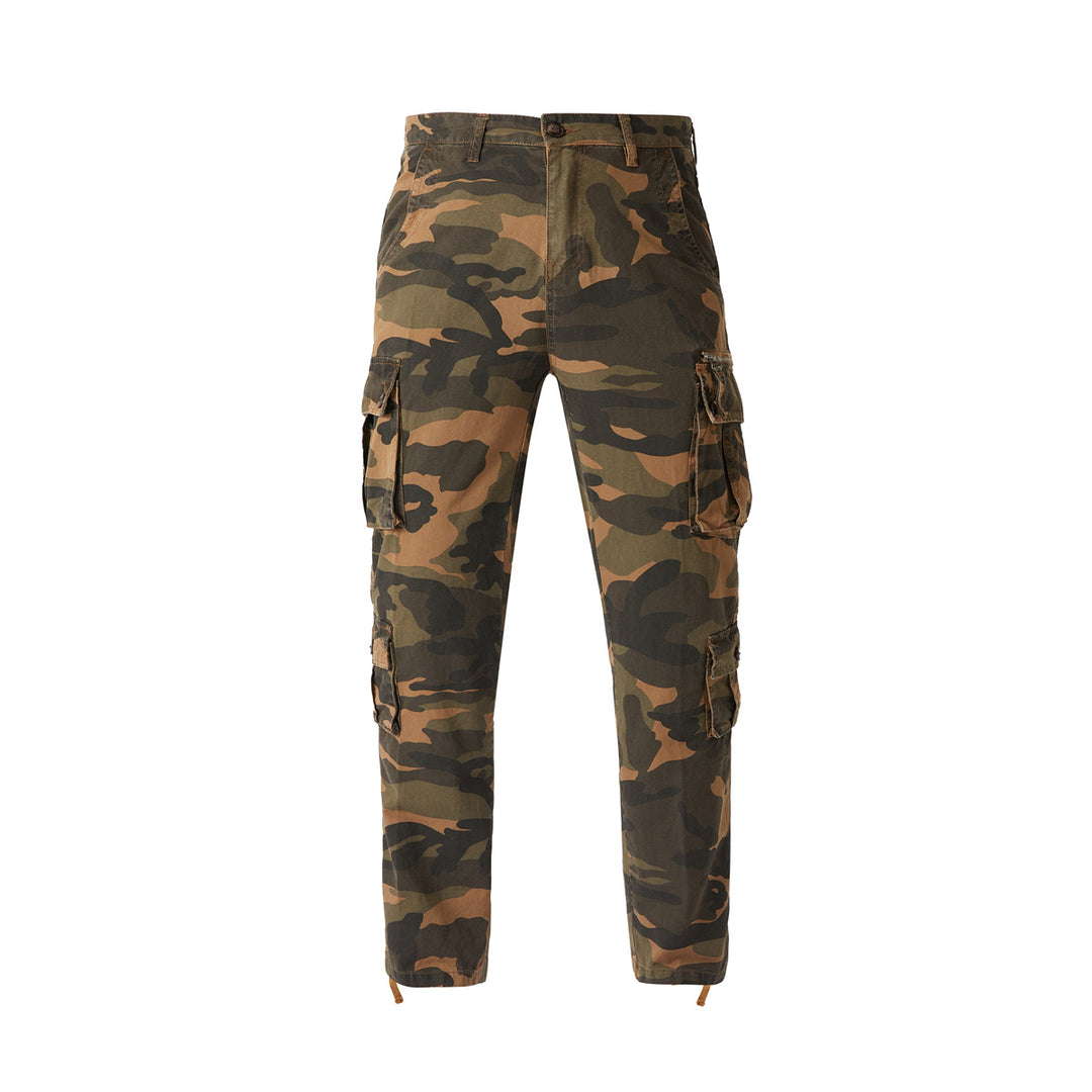 Men's cargo pants in camouflage military style with multiple pockets and adjustable ankle straps Mune Fashion