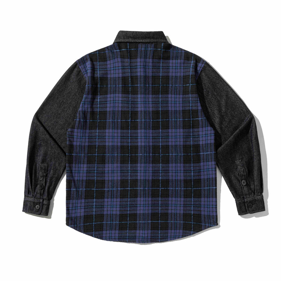Men's checkered transition shirt with contrast sleeves and patch chest pockets Mune Fashion
