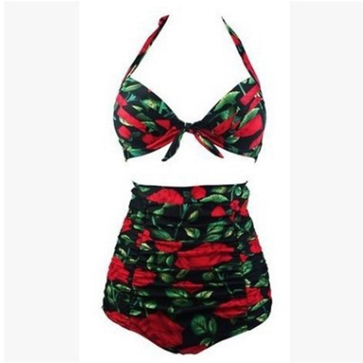 Ladies high-waisted bikini set with floral design and ruffles Mune Fashion