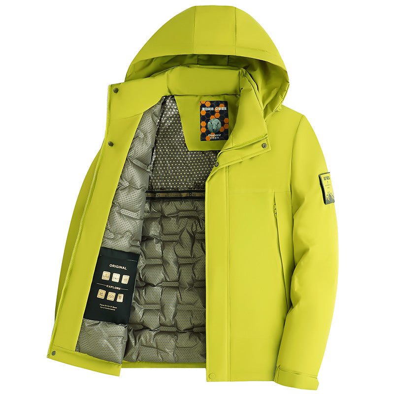 Men's Padded Hoodie Jacket with 3D Quilted Lining and Water-Repellent Outer Shell Mune Fashion