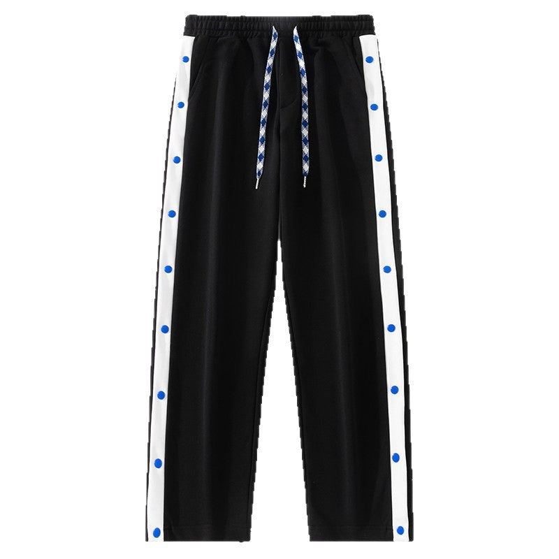 Men's jogging pants with snap button side stripes, elastic waistband & drawstring Mune Fashion